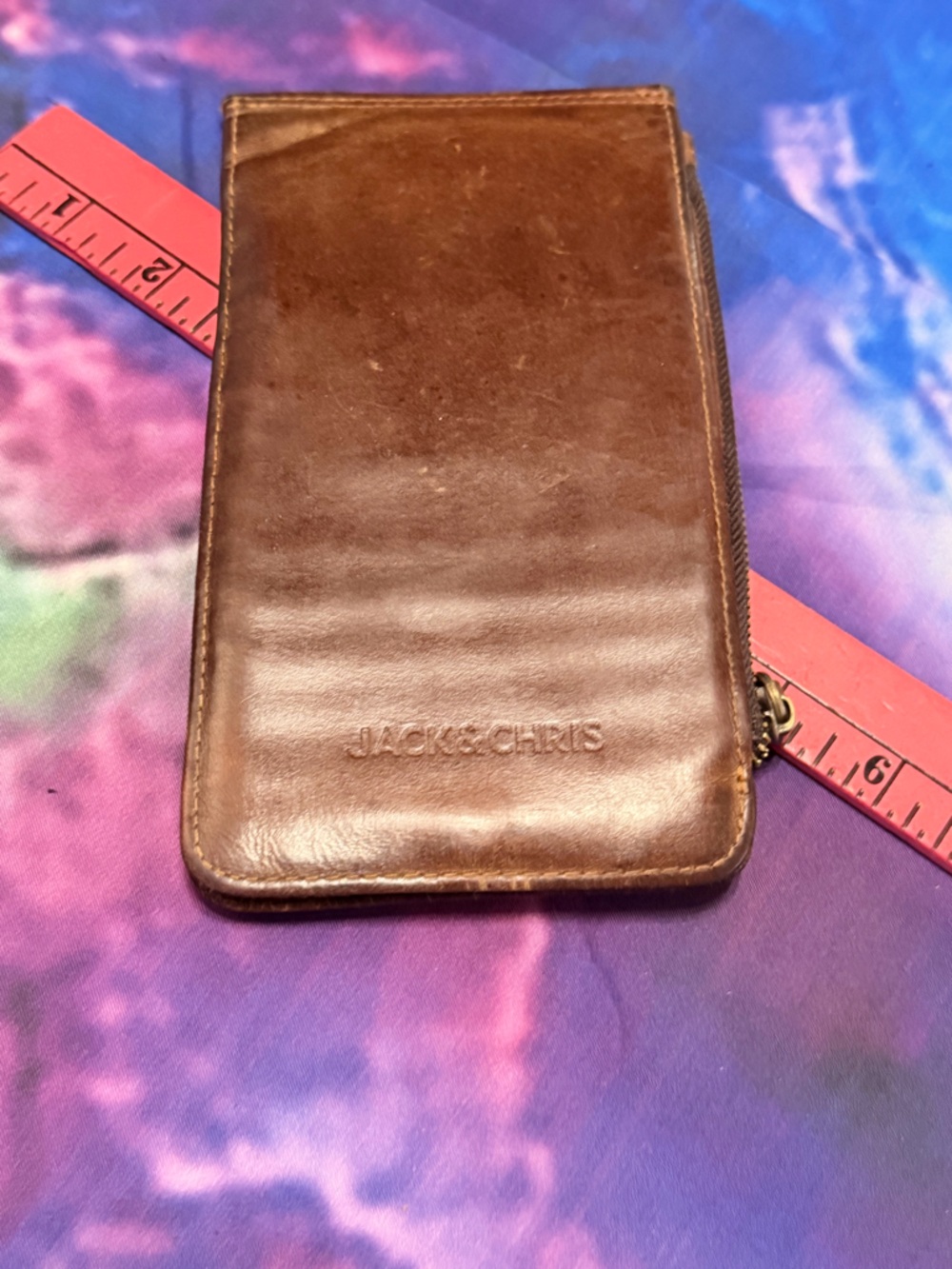 Jack & Chris Brown Leather Credit Card  Organizer Wallet with Zip Coin Pouch